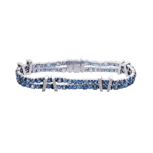 Pulseira Vivara riviera com 0,48 ct de diamantes e topázio azul em ouro