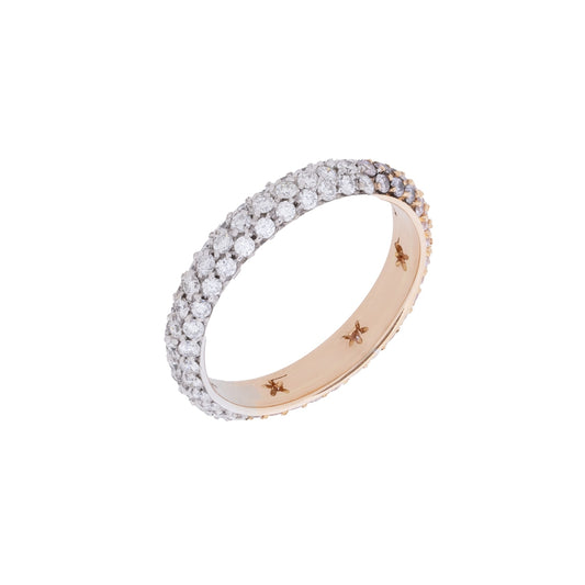 Aliança inteira com 1,06 ct de diamantes em ouro bicolor