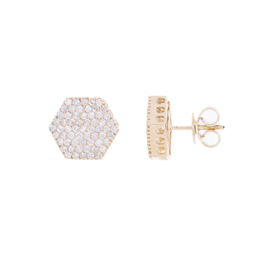 Brinco stud com 1,22 ct de diamantes em ouro