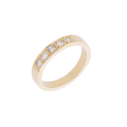 Meia aliança com 0,40 ct de diamantes em ouro
