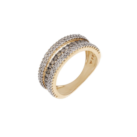 Anel Vivara aros 0,75 ct de diamantes brancos e brown em ouro