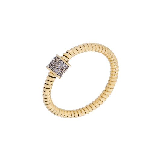 Anel maleável com diamantes em ouro