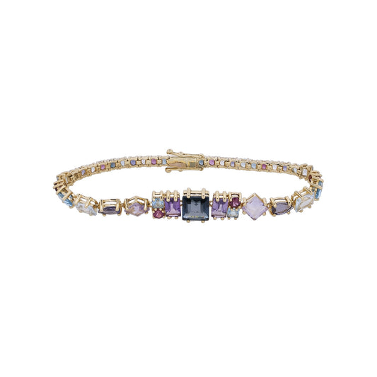 Pulseira com pedras coloridas em ouro