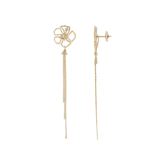 Brinco pêndulo flor em ouro