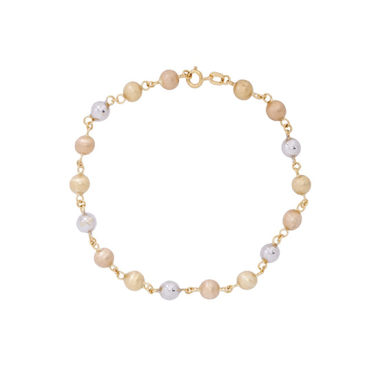 Pulseira esferas em ouro tricolor