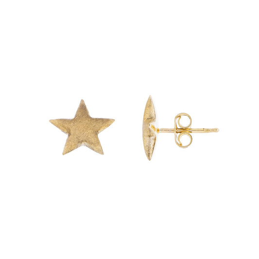 Brinco stud estrela em ouro amarelo